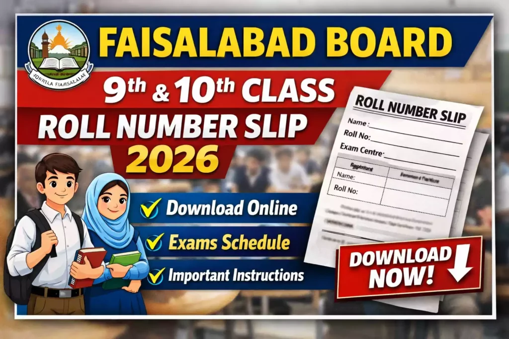 Faisalabad Board 9th & 10th Class Roll Number Slip 2026 – Download Online Roll No 2026
